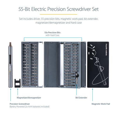 Electric Precision Screwdriver Set StarTech.com CTK55PCEDRIVE 55 Bits 110 RPM Portable Cordless