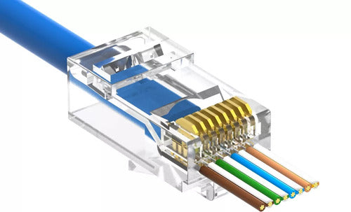 Axiom RJ45 CAT6A Shielded Feed-Thru Plug, Solid/Stranded Wire, 50 Micron, 100-pk