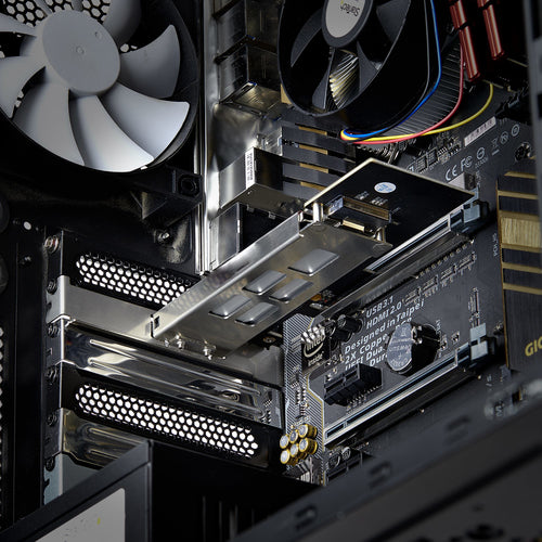 M.2 NVMe SSD to PCIe x4 Mobile Rack Black Silver Tool-less Installation