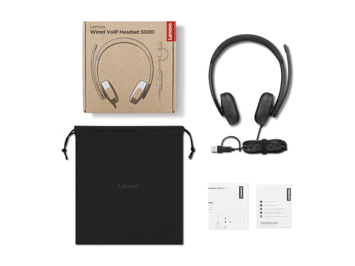 VoIP Headset Lenovo 5000 Wired Office Call Center 20-20000Hz - 4XD1R88995