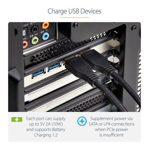 USB PCIe Card StarTech.com P5Q4A 4-Port USB 3.2 5Gbps Windows/macOS/Linux - P5Q4A-USB-CARD