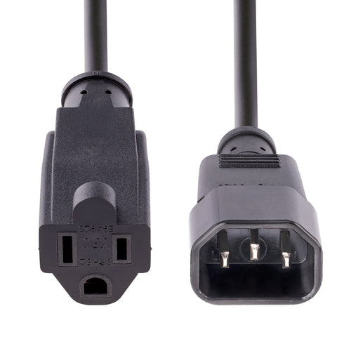Power Extension Cord 1ft IEC 320 C14 to NEMA 5-15R 10A 125V 10 Pack