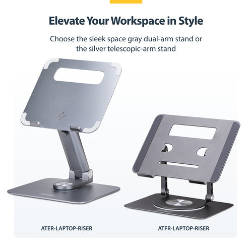 Laptop Stand StarTech.com ATFR-LAPTOP-RISER 360° Swivel Ergonomic Adjustable Tray Aluminum - ATFR-LAPTOP-RISER