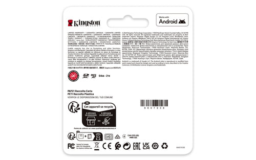 SDXC Card Kingston Canvas Go! Plus 64GB 200MB/s Read 100MB/s Write