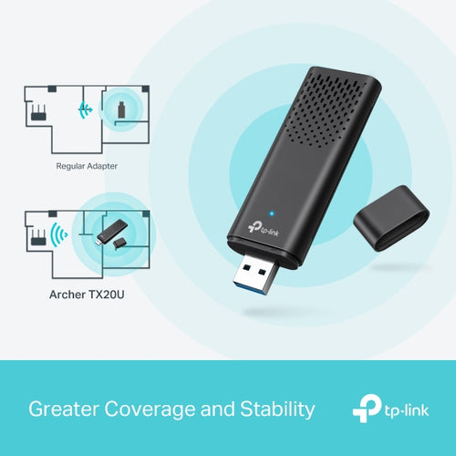 Wi-Fi 6 USB Adapter TP-Link Archer TX20U Dual Band 1201 Mbit/s Wired - ARCHER TX20U