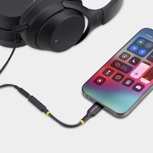 USB-C to 3.5mm TRRS Headphone Adapter 32-bit DAC Black 5in