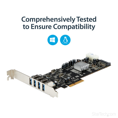 USB PCIe Card StarTech.com PEXUSB3S44V 4 Port 5Gbps Channels UASP - PEXUSB3S44V