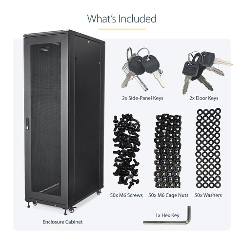 42U Server Rack Cabinet 4-Post Industrial Network Storage 907 kg Capacity