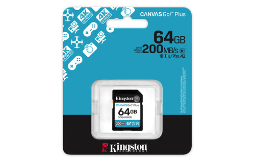 SDXC Card Kingston Canvas Go! Plus 64GB 200MB/s Read 100MB/s Write