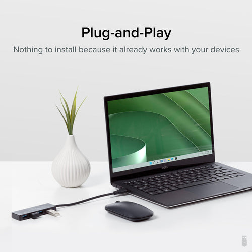 4 Port USB 3.0 Hub Plugable Technologies Black USB Splitter for Laptop