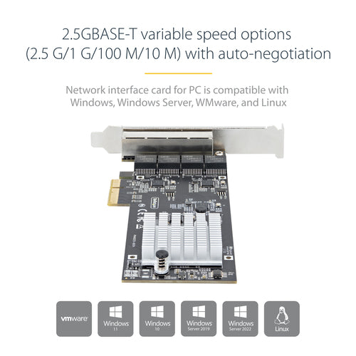 4-Port 2.5Gbps PCIe Network Card Intel I225-V Quad-Port Multi-Gigabit NIC