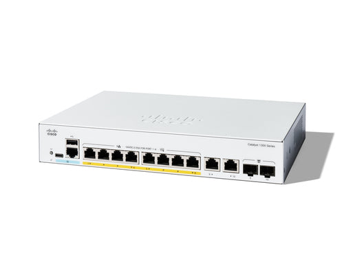 Managed Switch Cisco Catalyst 1300 8-Port Gigabit PoE Rack Mount - C1300-8P-E-2G