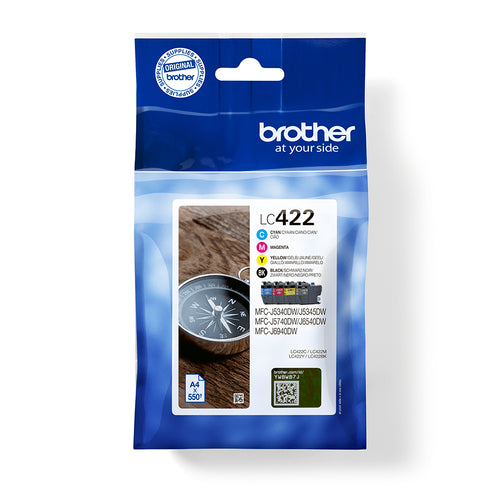 Ink Cartridge Brother LC422VAL Black Cyan Magenta Yellow 4-Pack 550 Pages - LC422VAL