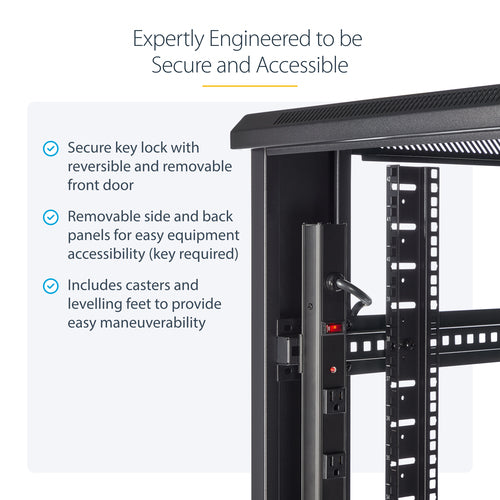 42U Server Rack Cabinet 4-Post Industrial Network Storage 907 kg Capacity