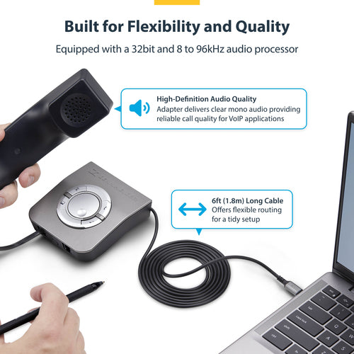 Headset Adapter StarTech.com UR9 USB-C RJ-9 1.8m Black - UR9-HEADSET-ADAPTER