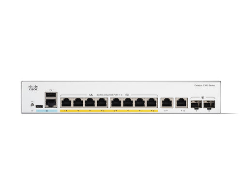 Managed Switch Cisco Catalyst 1300 8-Port Gigabit PoE Rack Mount - C1300-8P-E-2G