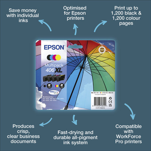 Epson Multipack 4-colour 406XL Umbrella DURABr ink cartridge