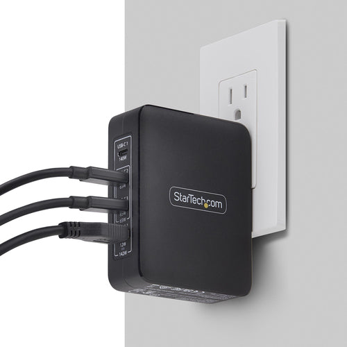 Wall Charger StarTech.com 140W USB-C 3x USB-C 1x USB-A GaN Adapter - 3114GCU-WALL-CHARGER