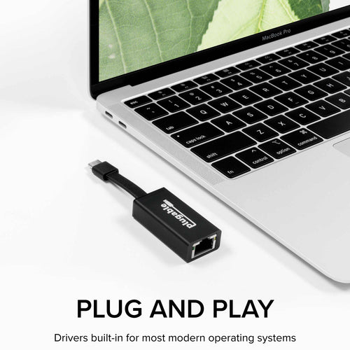 USB C to Ethernet Adapter Fast Gigabit 5000 Mbit/s Plugable for Macbook Pro & Windows