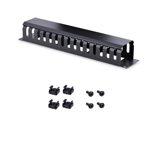 StarTech.com Horizontal 2U Cable Management Duct - Black Plastic & Steel Design