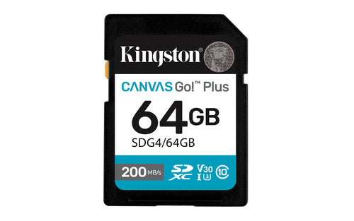 SDXC Card Kingston Canvas Go! Plus 64GB 200MB/s Read 100MB/s Write