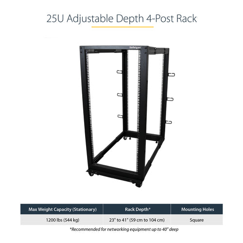 Server Rack StarTech 4POSTRACK25U 25U Mobile Open Frame 544.3 kg - 4POSTRACK25U