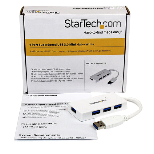 USB Hub StarTech.com ST4300MINU3W 4-Port SuperSpeed 5Gbps White - ST4300MINU3W