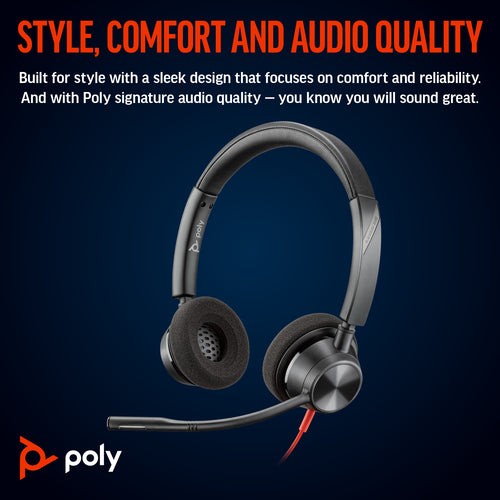Headset HP Poly Blackwire 3320 Stereo USB-C 20-20000 Hz Wired - 8X220AA