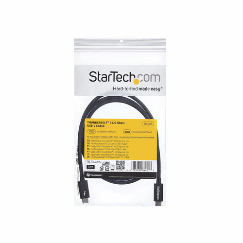Thunderbolt Cable StarTech.com TBLT3MM1M 20Gbps 100W PD 4K Male-Male 1m - TBLT3MM1M