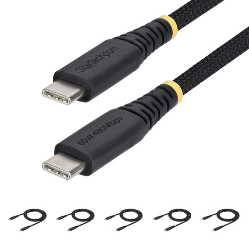 USB-C Charging Cable 3ft 60W PD Dual-Layer Braided Nylon 5-Pack