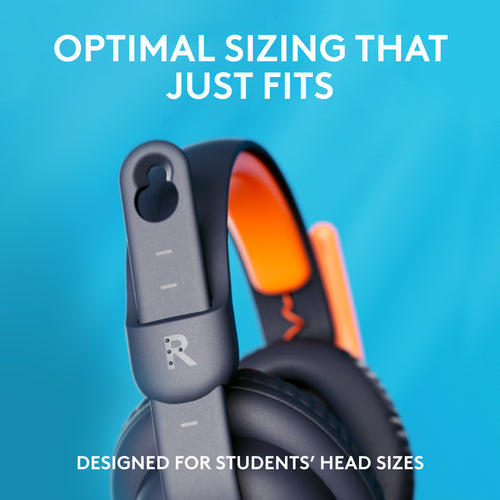 Wired Headset Logitech Zone Learn Lightweight Comfortable Blue Orange