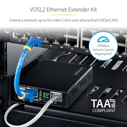 VDSL2 Ethernet Extender Network Repeater 300Mbps Single Pair Wire