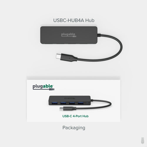 USB Hub Plugable Technologies USBC-HUB4A 4-Port USB 3.0 5000 Mbit/s Compact