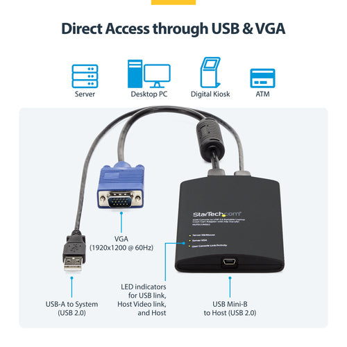 KVM Switch StarTech.com NOTECONS02 Full HD 1920x1200 USB Adapter