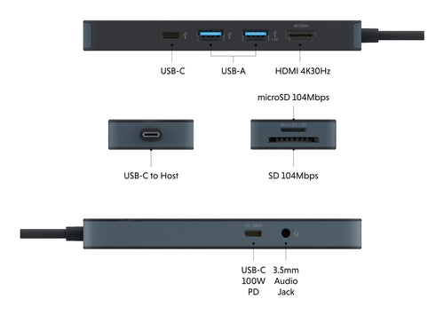 Dock Targus HyperDrive Wired 100W MicroSD 5 Gbit/s - HD4102BKGL