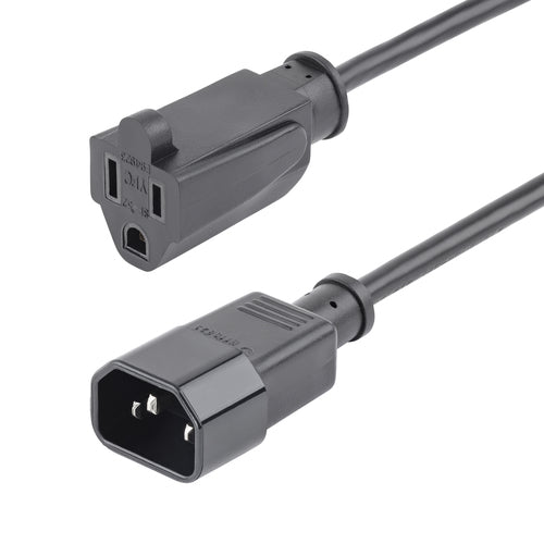 Power Extension Cord 1ft IEC 320 C14 to NEMA 5-15R 10A 125V 10 Pack