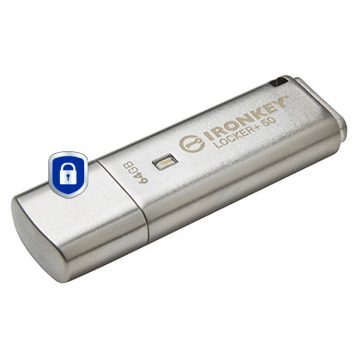 USB Flash Drive Kingston IronKey Locker+ 50 64GB AES 256-bit Encryption 145 MB/s