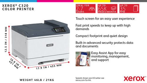 Laser Printer Xerox C320 A4 33ppm Wireless Duplex 4800x4800 DPI - C320V_DNI