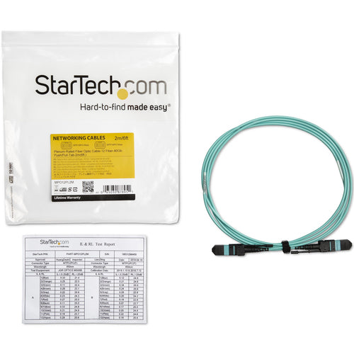 Fiber Optic Cable StarTech.com MPO12PL2M 2m OM3 Multimode 40G Plenum Rated