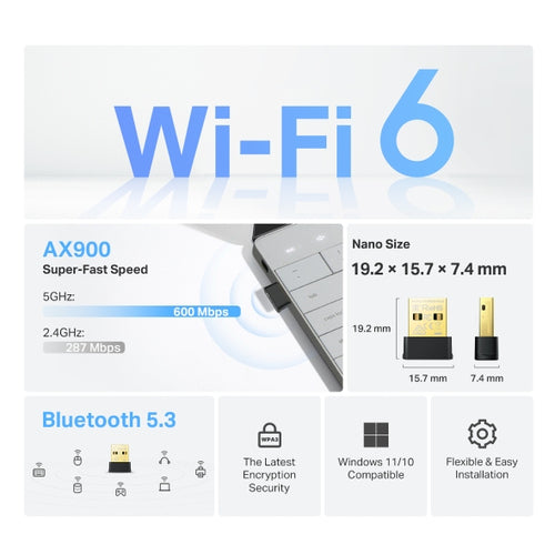 Wireless Adapter TP-Link Archer TX10UB Nano USB Bluetooth 600Mbit/s