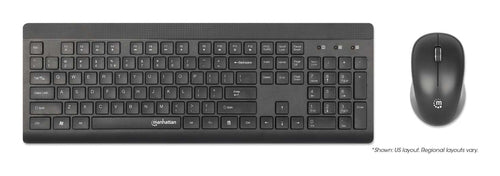 Manhattan MWK7350 Wireless Keyboard and Mouse Combo - Black - Full-Size - 1200 dpi