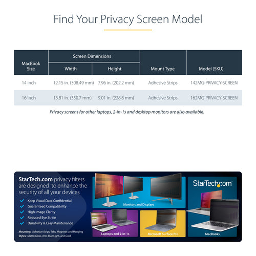 14 Inch Privacy Screen Filter for MacBook Pro 16:9 Anti-Glare