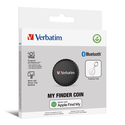Verbatim My Finder Coin GPS Tracker | Waterproof & Dust Resistant | Personal Finder | Black