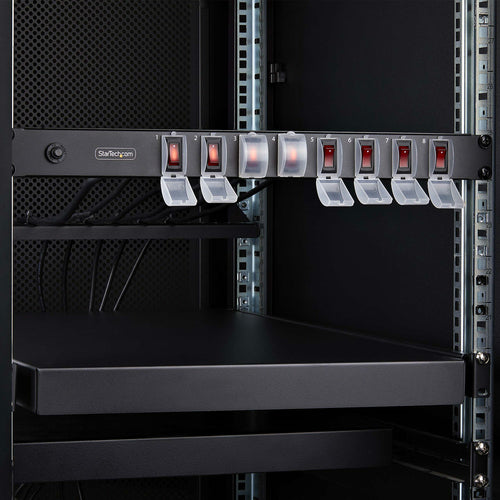 Power Distribution Unit 8-Outlet 1U Rack Mount PDU 15A Black Steel