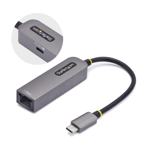 USB-C Ethernet Adapter StarTech 1GPD3 100W PD Pass-Through 1Gbps Thunderbolt Compatible - 1GPD3-USB-C-ETHERNET