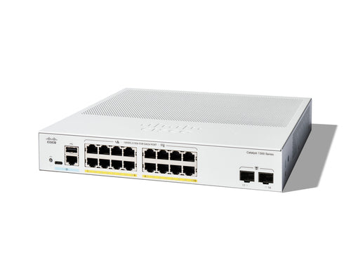 Network Switch Cisco Catalyst 1300-16P-2G 16-Port PoE 2x 1G SFP Managed L2/L3 - C1300-16P-2G