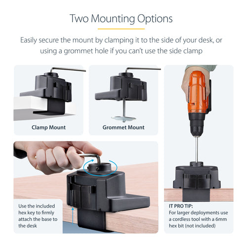 Monitor Mount StarTech.com 3MP2AG Triple Arm VESA 75x75/100x100 Tool-Less Adjustments - 3MP2AG-MONITOR-ARM