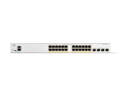 Network Switch Cisco Catalyst 1300 24-Port Gigabit Full PoE 4x10GE SFP+ Rack Mounting - C1300-24FP-4X