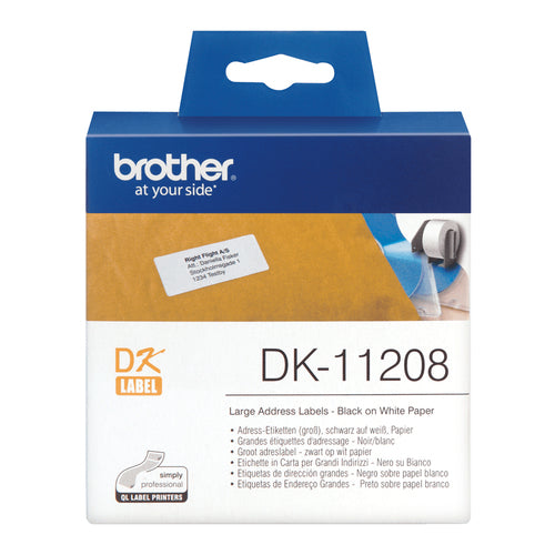 Label-Making Tape Brother DK-11208 Black on White 400 pcs - DK11208