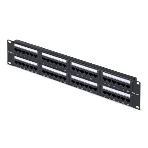 48-Port 2U Rackmount Cat6 Ethernet Patch Panel UTP RJ45 10/100/1000Base-T